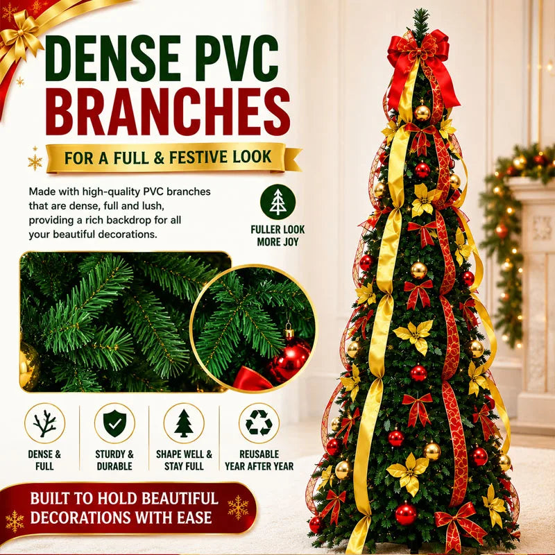 Pre-Lit Red & Gold Decorated Christmas Tree