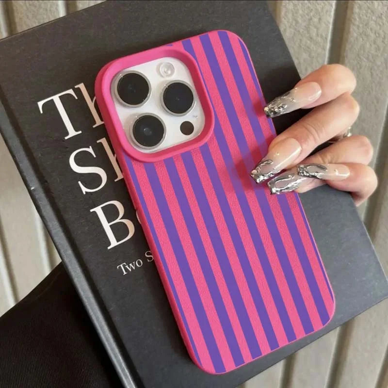LUXE LINE Striped Minimalist Couple Phone Case – INS Style Cover