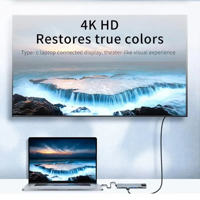 LUXE LINE 8-in-1 USB-C Hub – 4K HDMI, RJ45, SD/TF, PD Charge