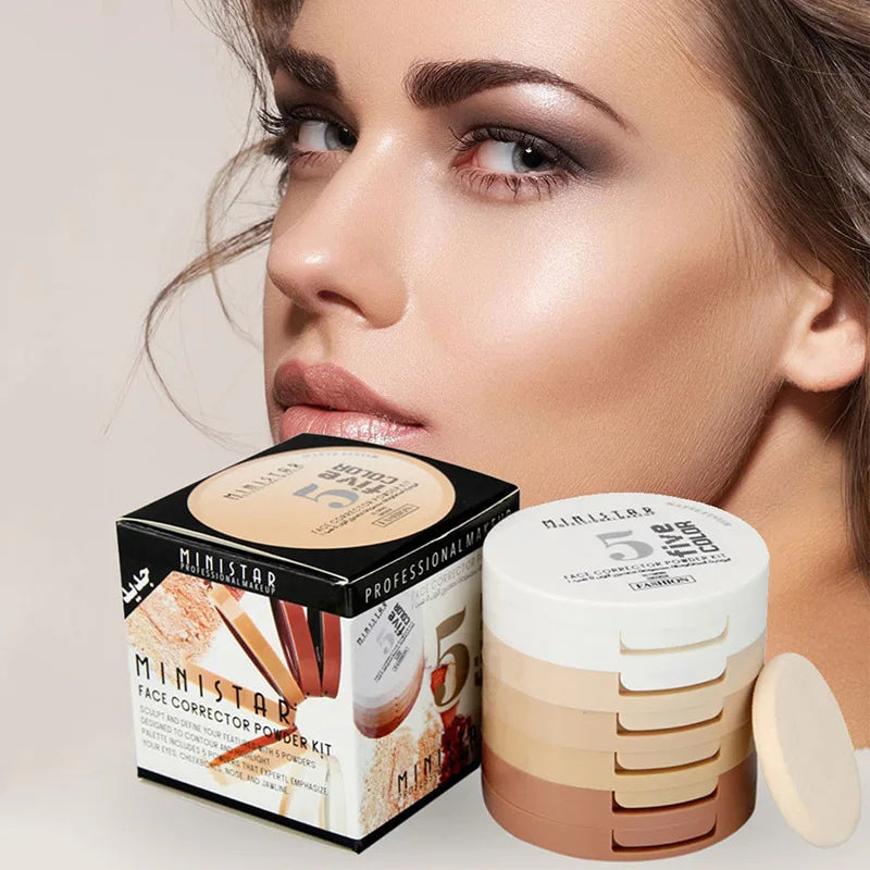 LUXE LINE 5-Color Contouring & Setting Powder Tower – Brightening, Oil Control
