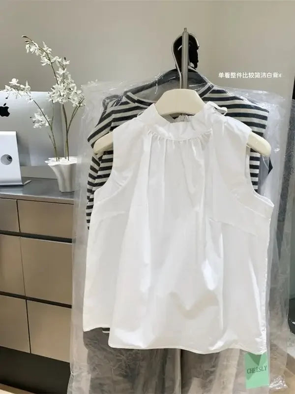 Bandage Bow Sleeveless Blouse Top
