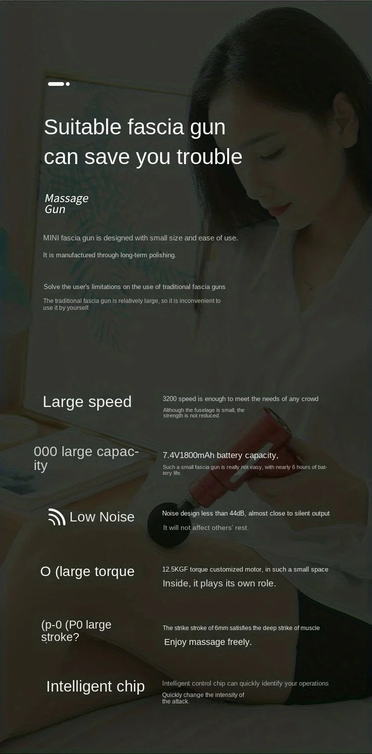 LUXE LINE Massage Gun – Handheld Deep Muscle Massager, 6 Modes & 6 Gears