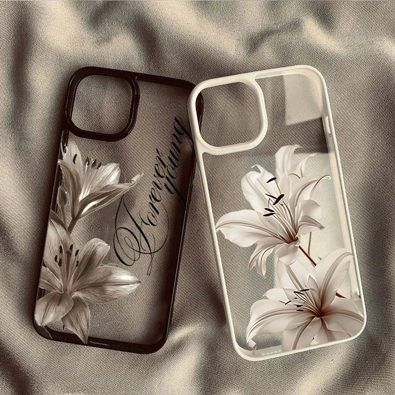 LUXE LINE Vintage Lily Floral Clear Shockproof iPhone Case