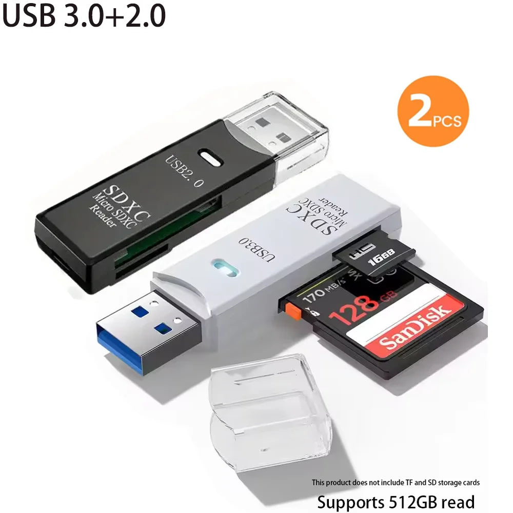 LUXE LINE 2-in-1 USB 3.0 Card Reader – MiniSD, TF & Flash Drive Adapter