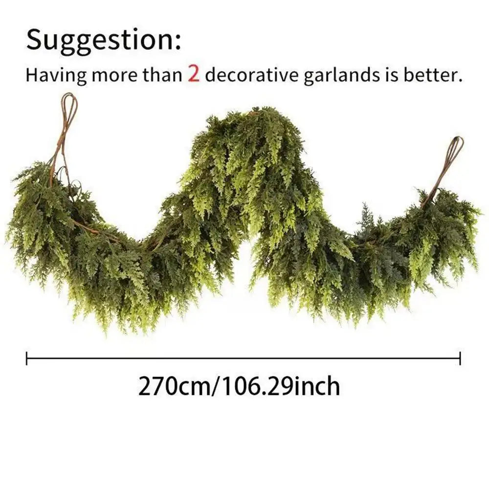 Faux Cedar Pine Garland Wreath Decoration