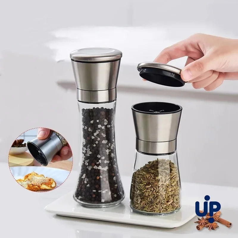 Stainless Steel Glass Pepper & Spice Grinder Mill