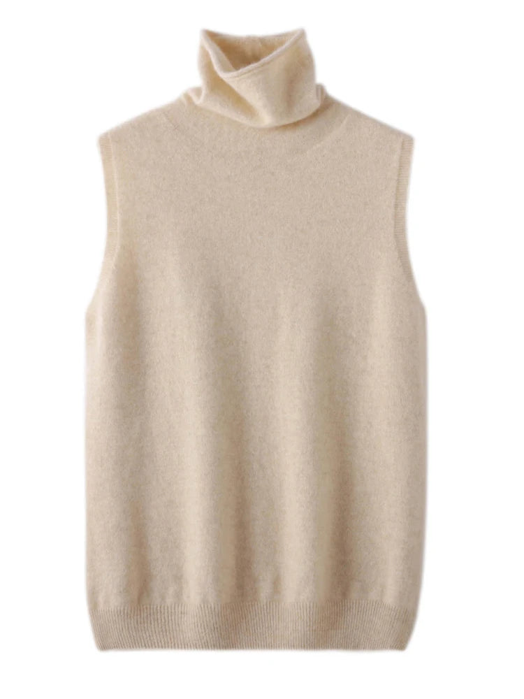 LUXE LINE Women's Merino Wool Turtleneck Vest
