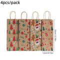 4pcs/pack Christmas Gift Bags Xmas Wine Bottle Kraft Paper Packaging Bags Santa Elk Gingerbread Man Portable Tote Bags Party