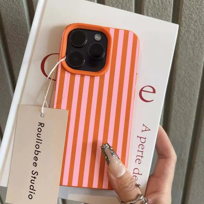 LUXE LINE Striped Minimalist Couple Phone Case – INS Style Cover