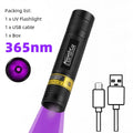 365nm Mini UV Led Blacklight Flashlight Usb Rechargeable Nail Lamp Pet Stain Leakage Marker Ore Money Scorpion Detection Lights