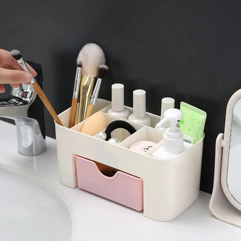 LUXE LINE Makeup Organizer with 1 Drawer & 6 Compartments – Desk Cosmetic Storage Box