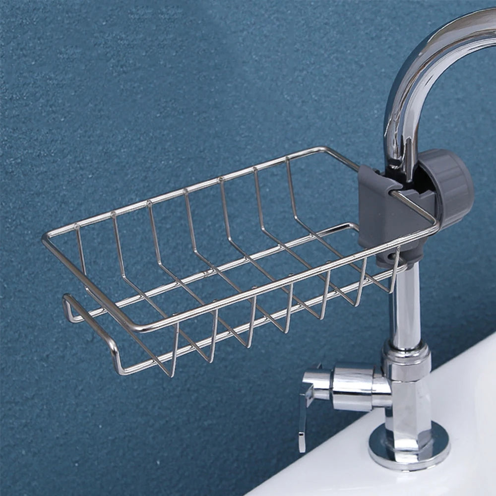 LUXE LINE Kitchen Sink Drain Rack – Faucet-Mounted Sponge & Soap Organizer
