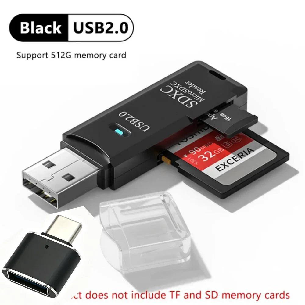 LUXE LINE 2-in-1 USB 3.0 Card Reader – MiniSD, TF & Flash Drive Adapter