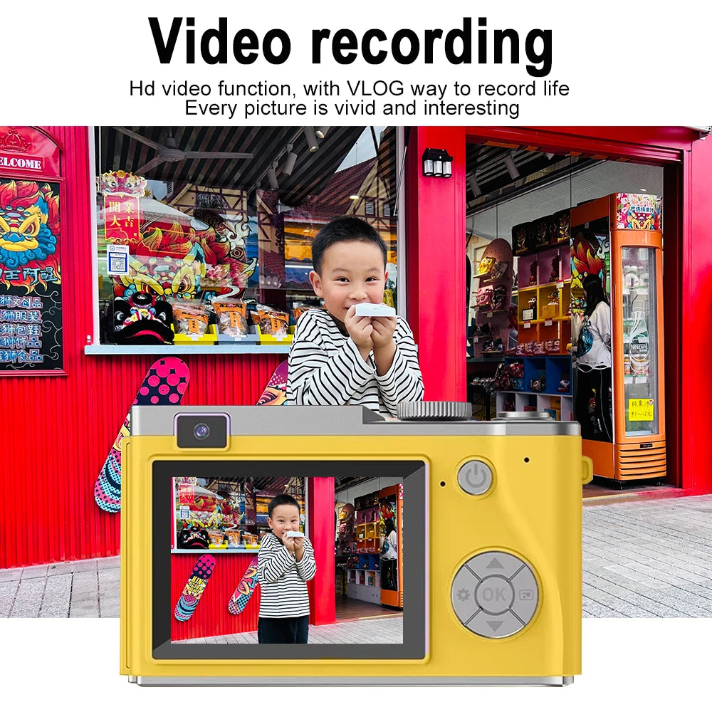 4K Digital Camera 48MP Kid Camera Autofocus Vlogging Camera 2.4inches Flip the Screen 180° for Kid Adult Beginners Portable Cam