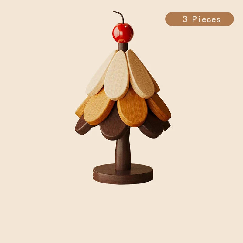Christmas Tree Wooden Trivet Coaster Set
