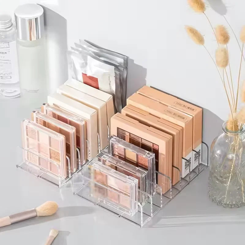 LUXE LINE Makeup Organizer Box – 7-Compartment Clear Storage Shelf for Cosmetics