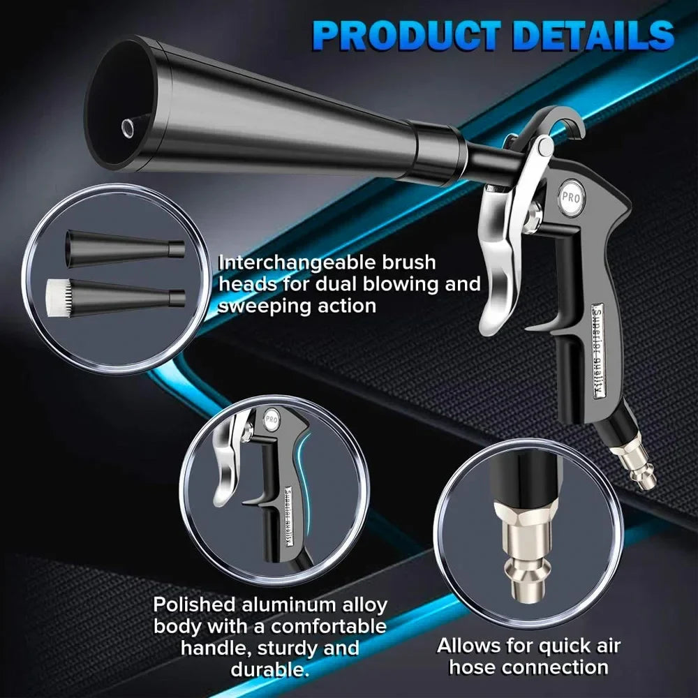 Car Cleaning Gun High Pressure Air Blow Gun Car Detailing Dry Washing Professional Car Interior Cleaning Tools