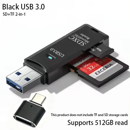 LUXE LINE 2-in-1 USB 3.0 Card Reader – MiniSD, TF & Flash Drive Adapter