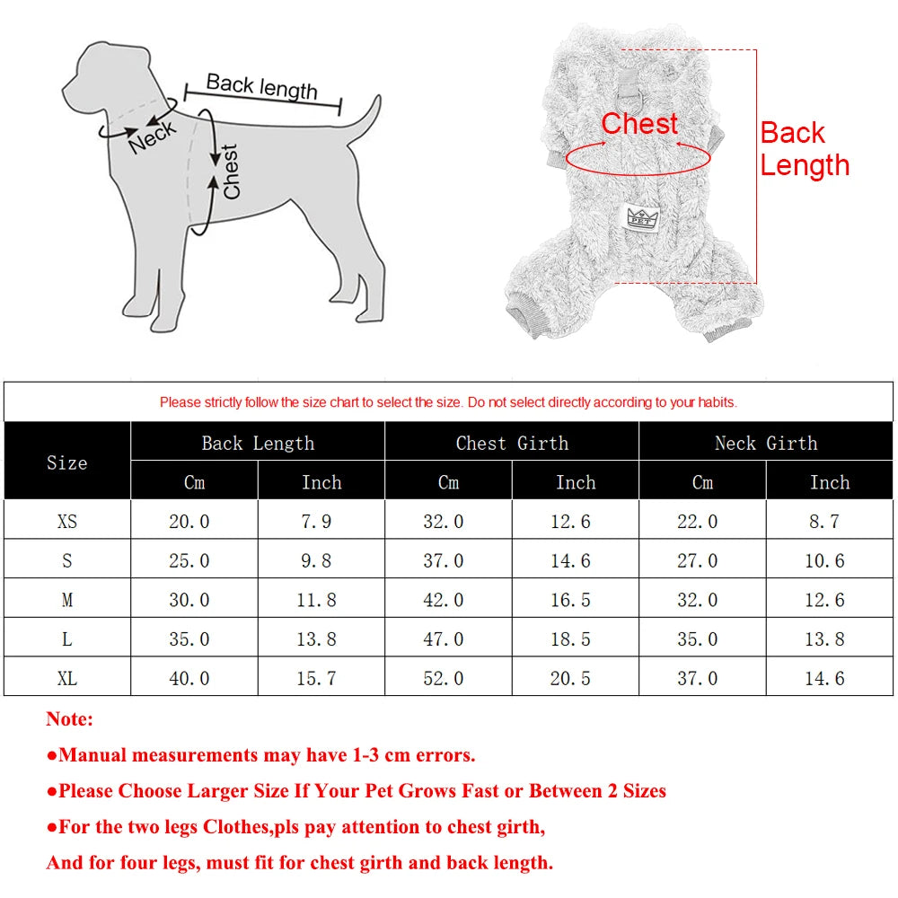 LUXE LINE Warm Fleece Dog Jumpsuit with D-Ring