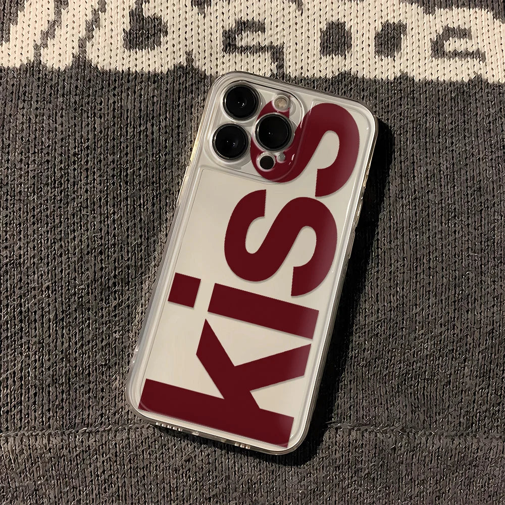 LUXE LINE Kiss Print Clear Silicone iPhone Case