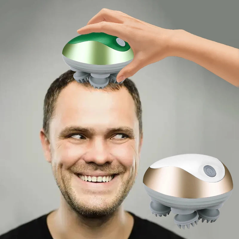 LUXE LINE USB Handheld Head Massager – 3-Speed Kneading with Human Finger Simulation