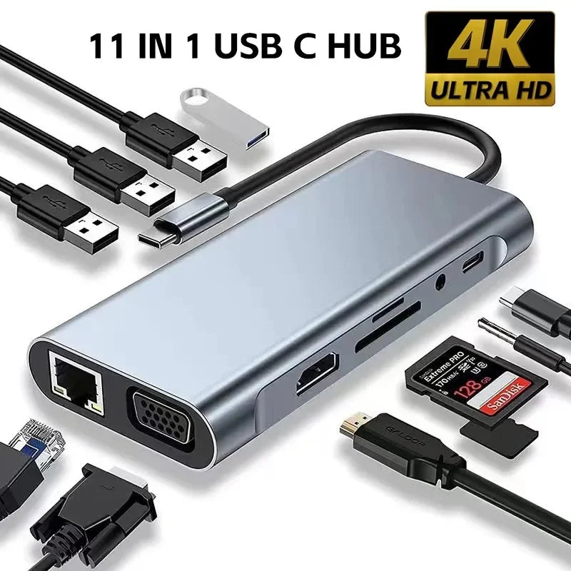 LUXE LINE 8-in-1 USB-C Hub – 4K HDMI, RJ45, SD/TF, PD Charge