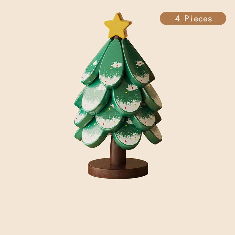 Christmas Tree Wooden Trivet Coaster Set
