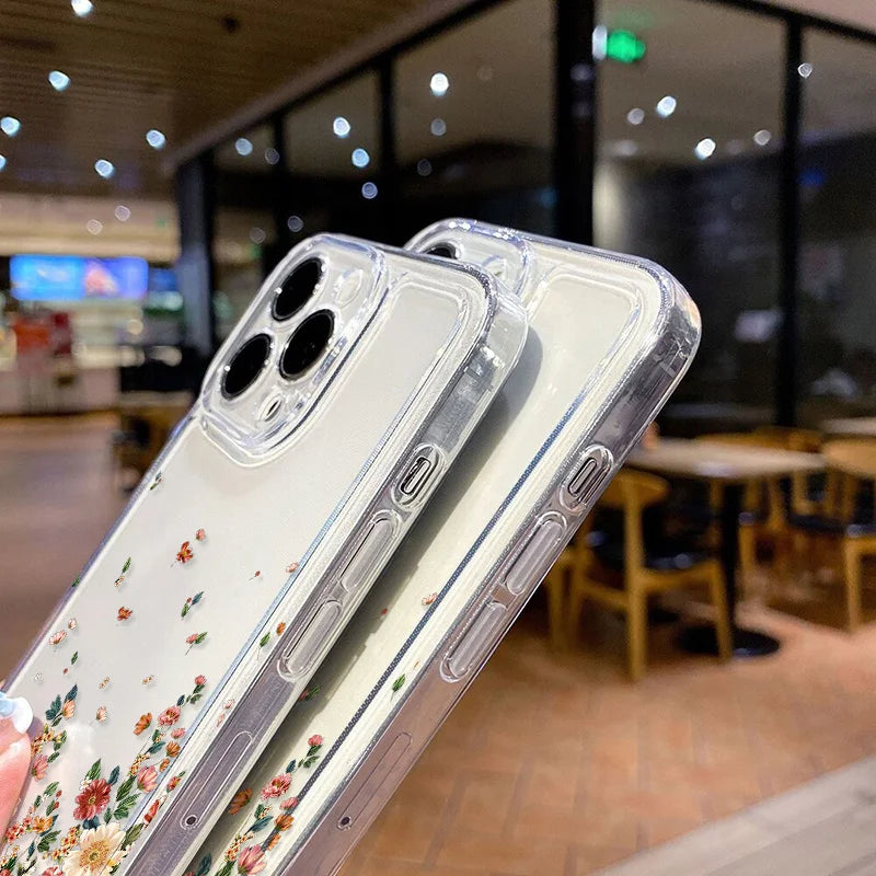 LUXE LINE Floral Clear Shockproof Silicone iPhone Case