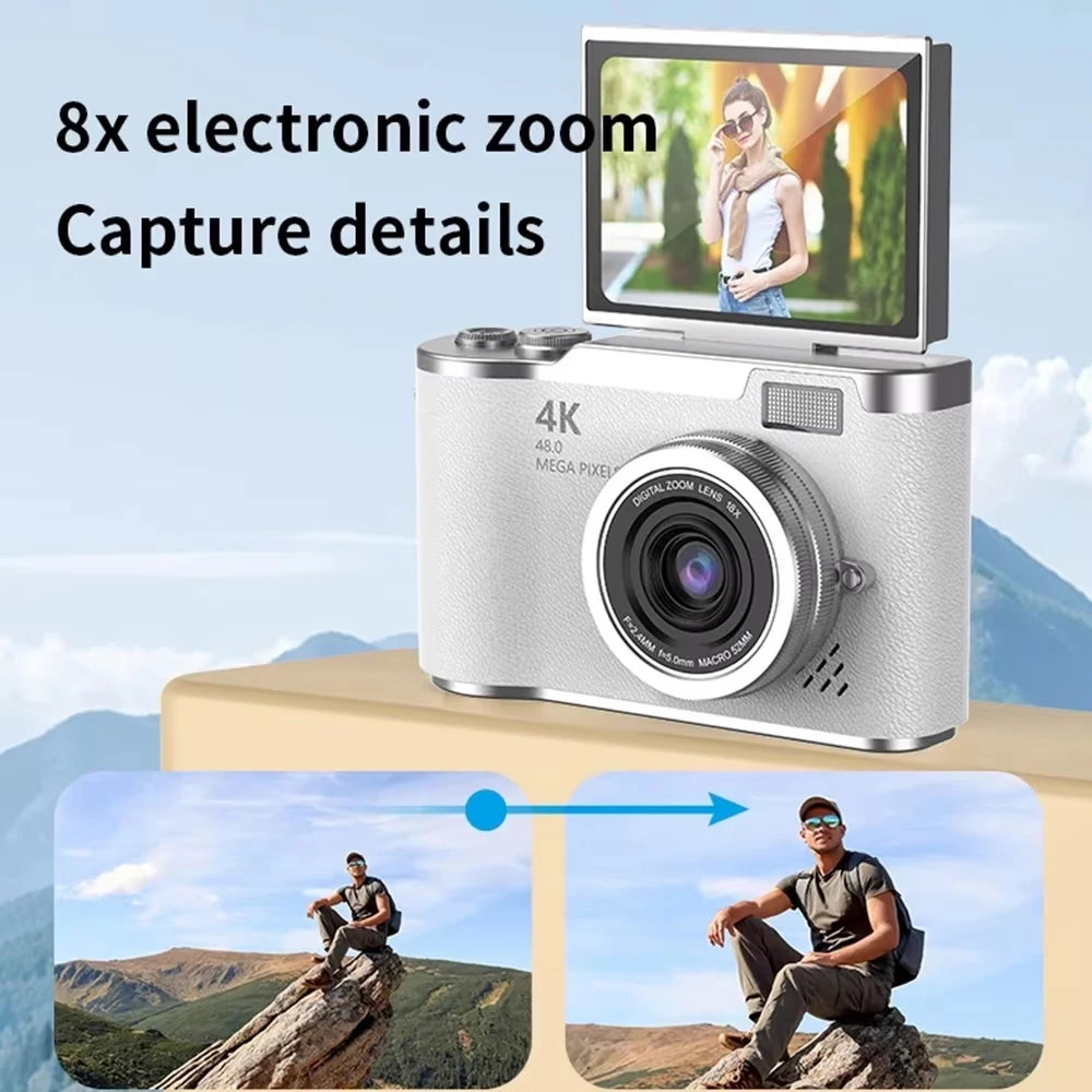 4K Digital Camera 48MP Kid Camera Autofocus Vlogging Camera 2.4inches Flip the Screen 180° for Kid Adult Beginners Portable Cam