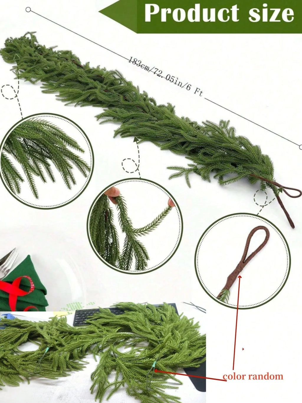 Artificial Norfolk Pine Christmas Wreath & Garland