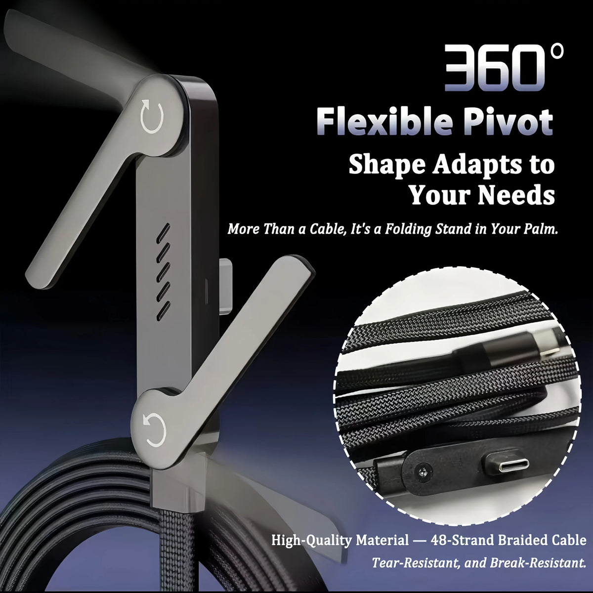 LUXE LINE Foldable Charging Cable with Integrated Stand
