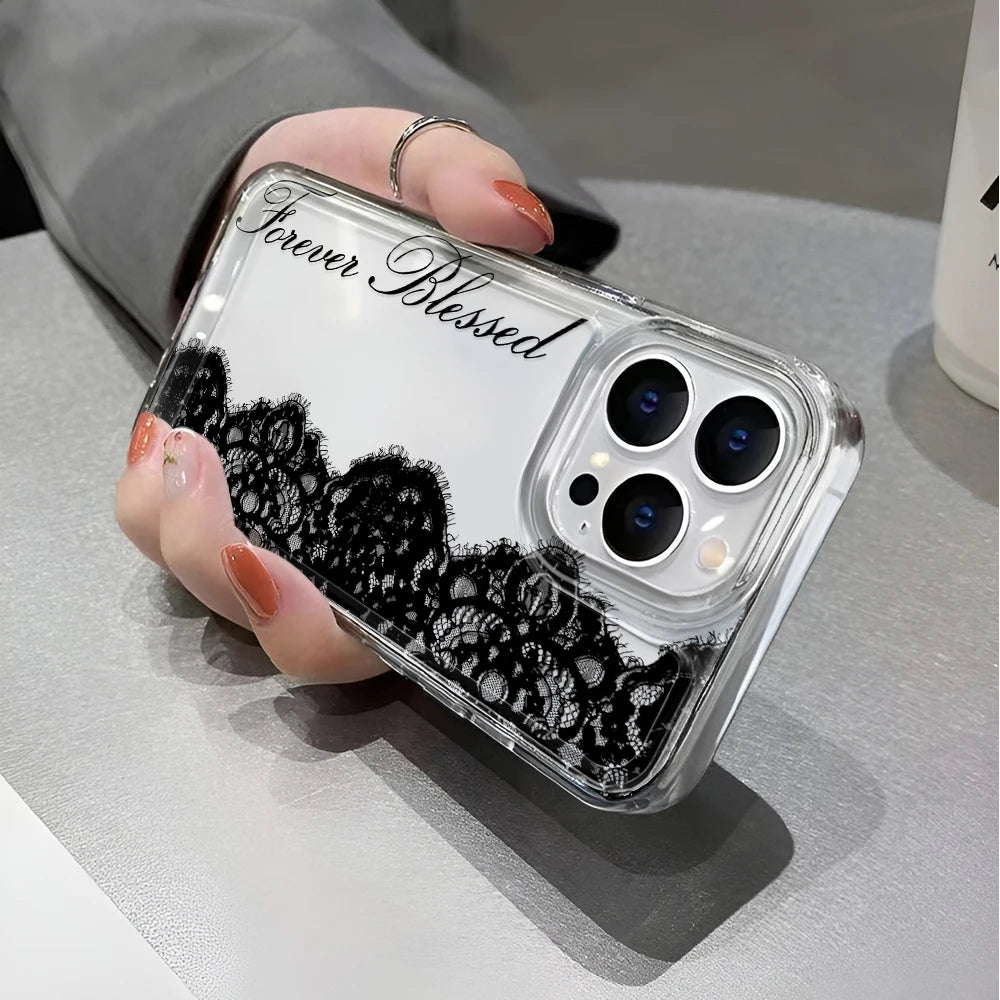 LUXE LINE Black Lace Transparent Shockproof iPhone Case