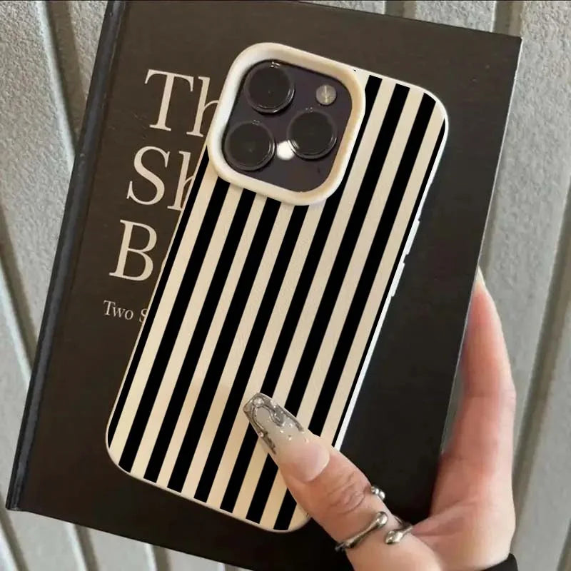 LUXE LINE Striped Minimalist Couple Phone Case – INS Style Cover