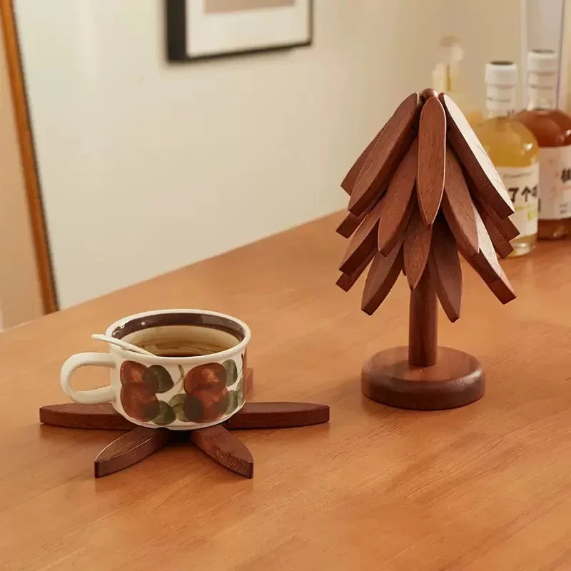Christmas Tree Wooden Trivet with Stand