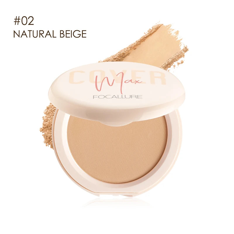 FOCALLURE Matte Pressed Powder Cosmetics Waterpoof Oil-control 24 Hours Long Lasting Smooth Face Makeup Setting Compact Powder