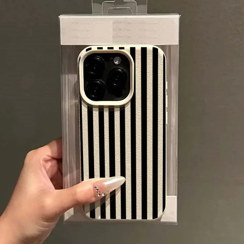 LUXE LINE Striped Minimalist Couple Phone Case – INS Style Cover