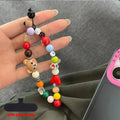LUXE LINE Bear Beaded Phone Wrist Strap with Heart Charm