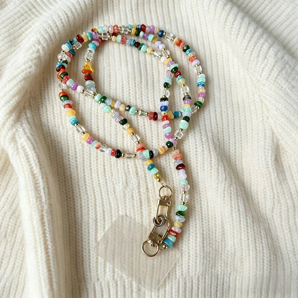 LUXE LINE Colorful Beaded Phone Charm Crossbody Strap