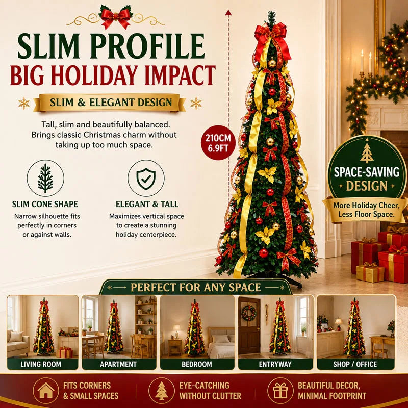 Pre-Lit Red & Gold Decorated Christmas Tree