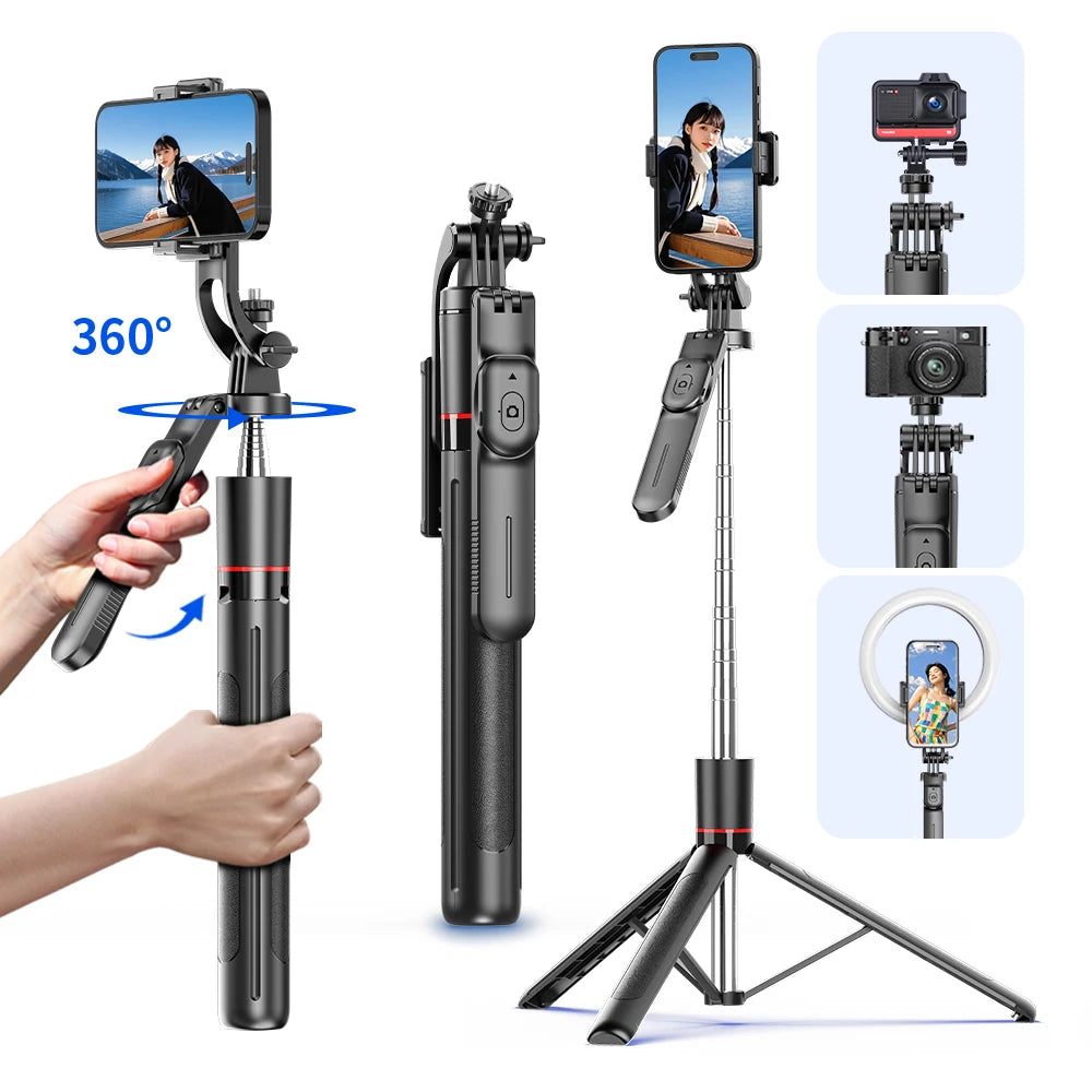 LUXE LINE F16 Selfie Stick Tripod with Bluetooth Remote & Fill Light