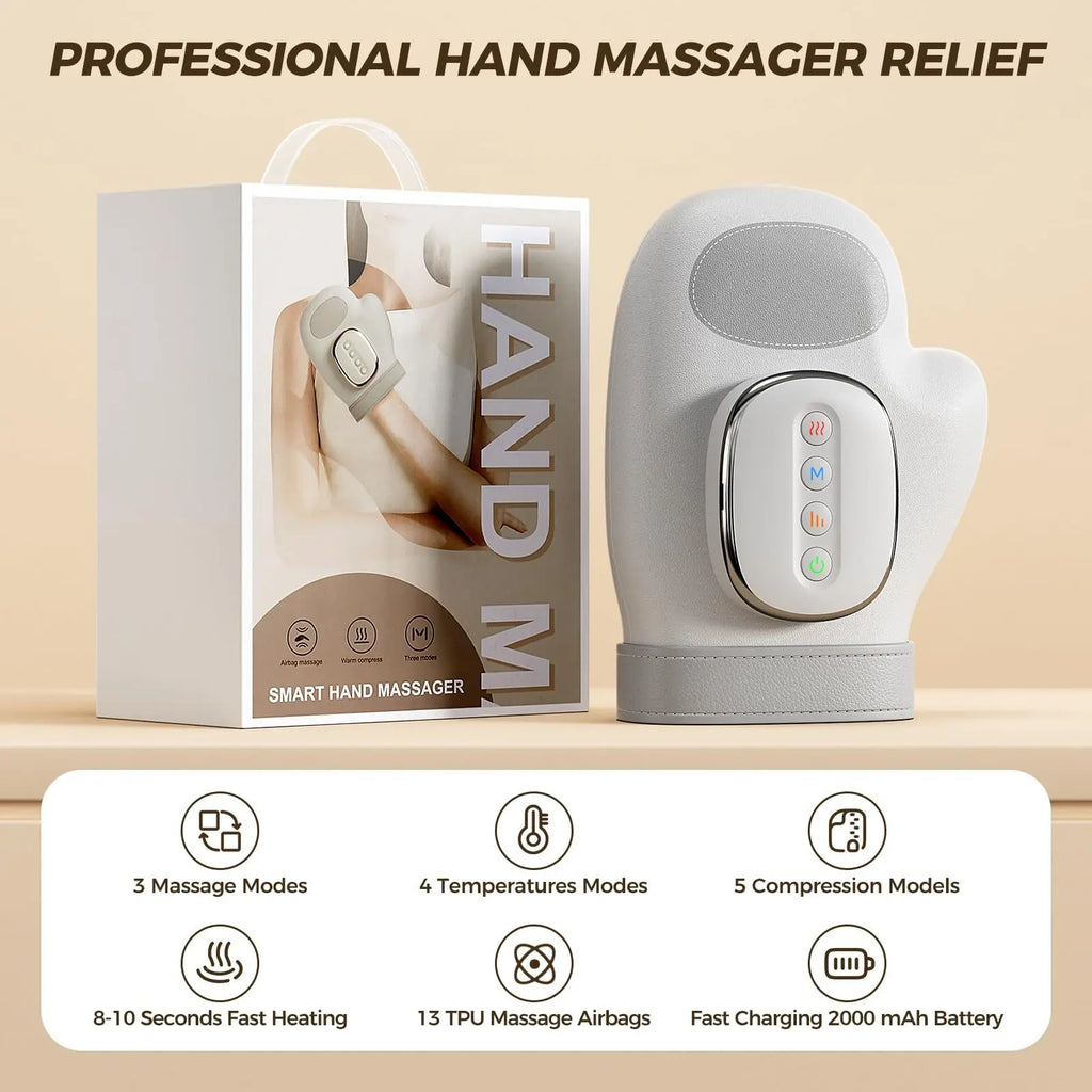 LUXE LINE Electric Hand Massager – Airbag Compression Glove for Finger & Palm Relief