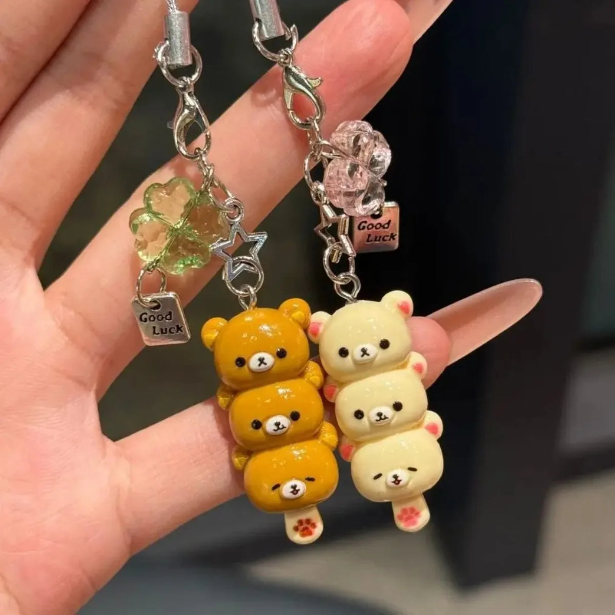 LUXE LINE Cute Bear Phone Charm – Kawaii Korean Keychain Accessory