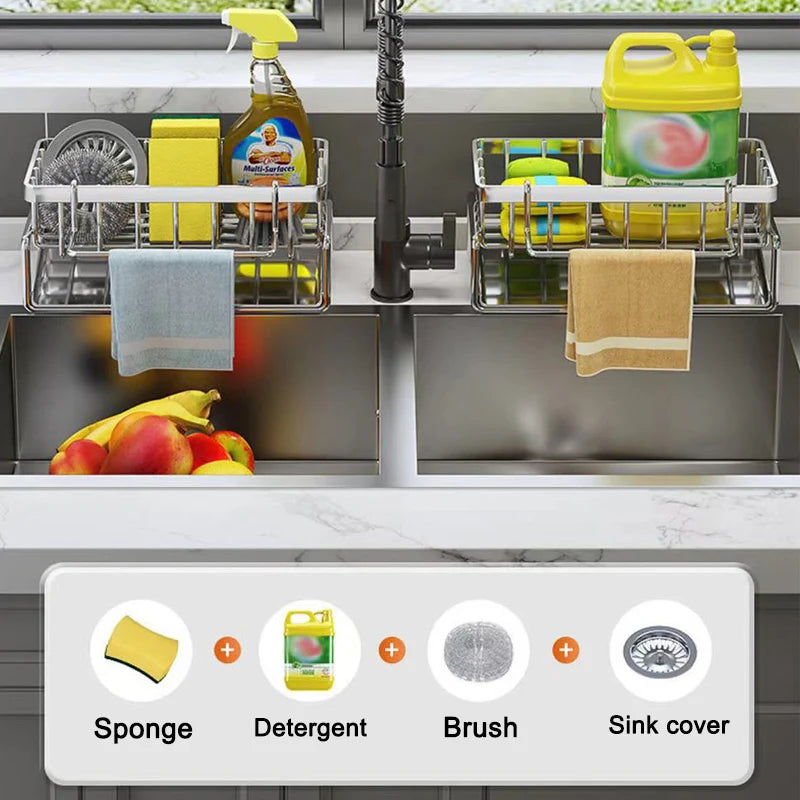 LUXE LINE Stainless Steel Sink Storage Rack – Sponge & Cleaning Tool Organizer