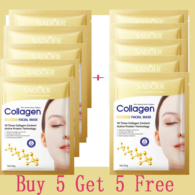 Korean Anti-Wrinkle Collagen Face Mask (10-Pack)
