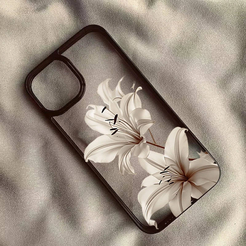 LUXE LINE Vintage Lily Floral Clear Shockproof iPhone Case