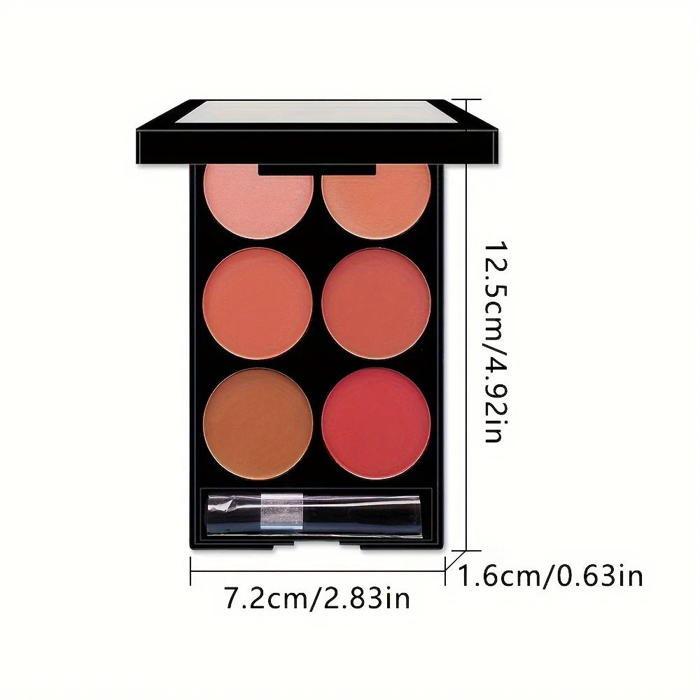 LUXE LINE 6-Color Blush & Contour Palette – Pearlescent Matte