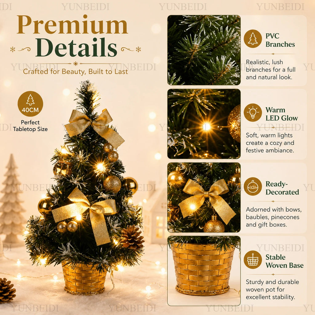 40cm Mini Artificial Christmas Tree with LED Lights