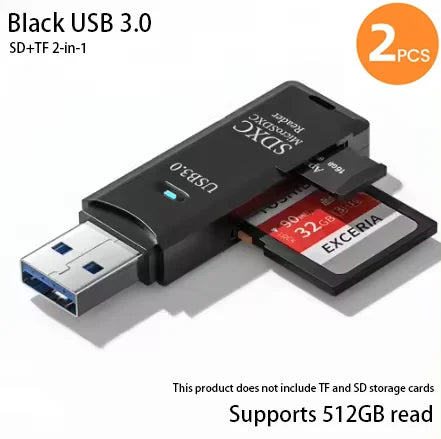LUXE LINE 2-in-1 USB 3.0 Card Reader – MiniSD, TF & Flash Drive Adapter