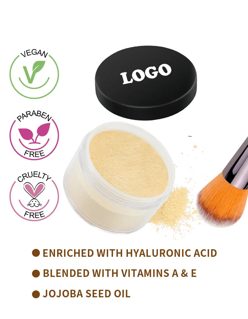 Pink Oil-control Loose Powder Private Label Waterproof Long-lasting Full Coverage Face Compact Setting Powder Makeup Cosmetics