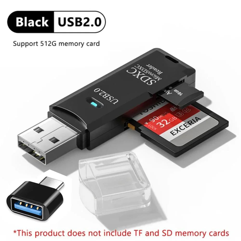 LUXE LINE 2-in-1 USB 3.0 Card Reader – MiniSD, TF & Flash Drive Adapter